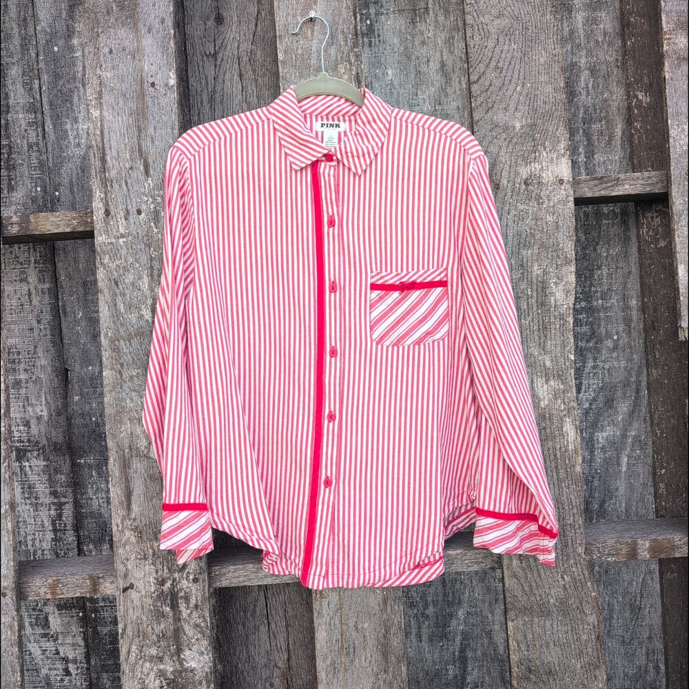 Victoria's Secret Pink Candycane Striped Pajamas Set Women's Med